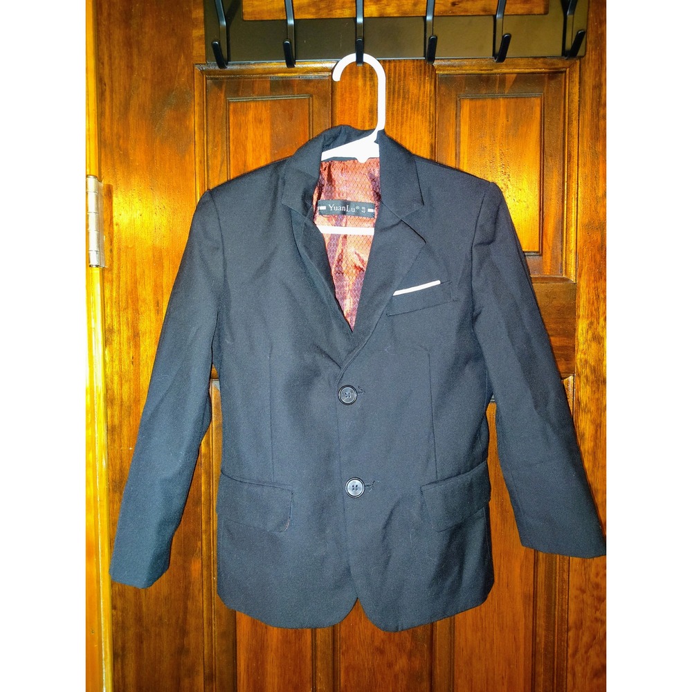 Kids Black Blazer Jacket YuanLu 4# Smart Formal Outerwear